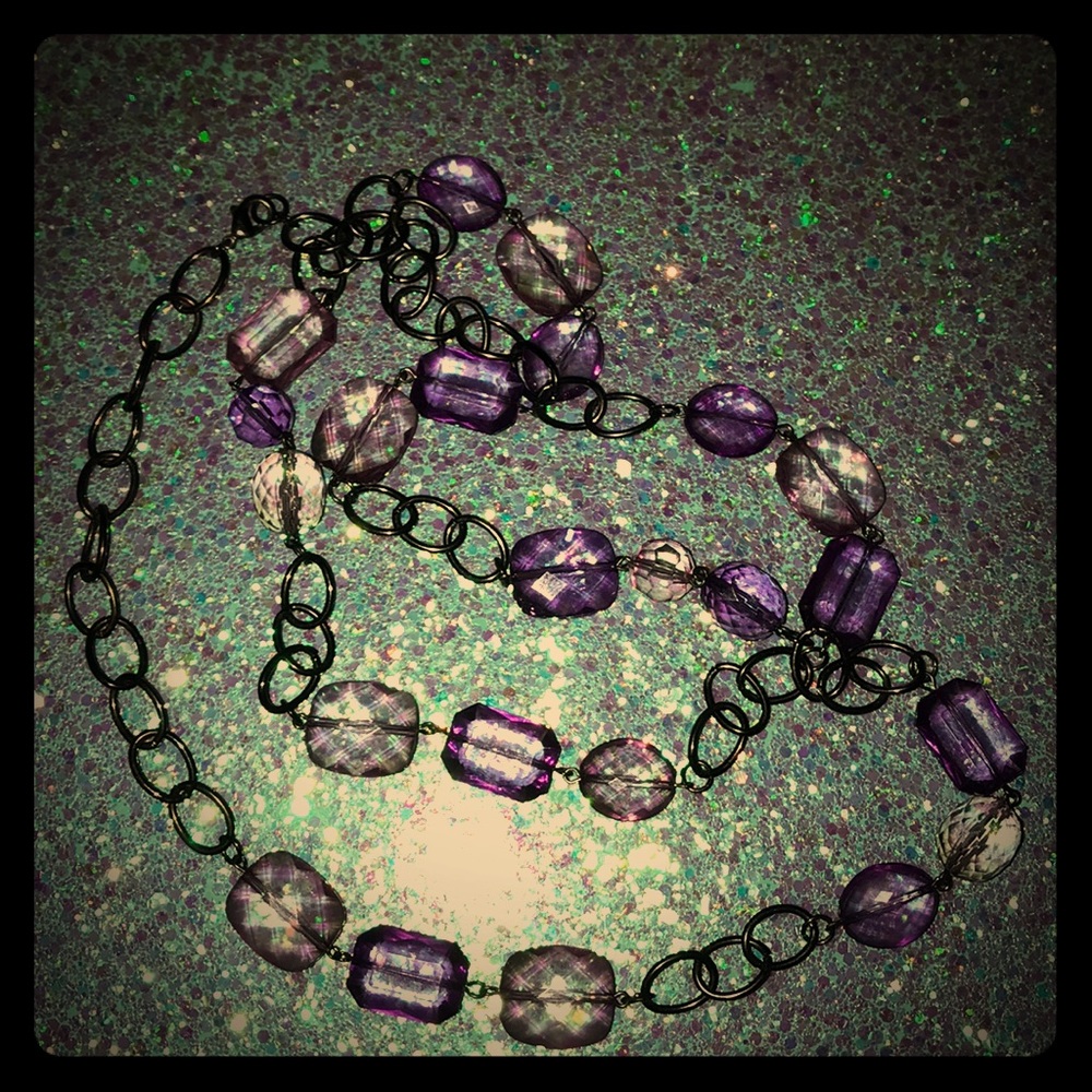 Long Purple/GunMetalGray Necklace
